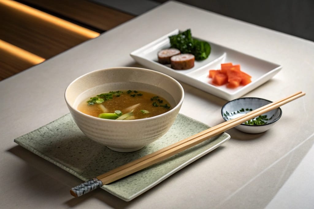 A tranquil final scene illustrating the essence of Japanese dining—simplicity, attention to detail, and harmonious presentation of every element.