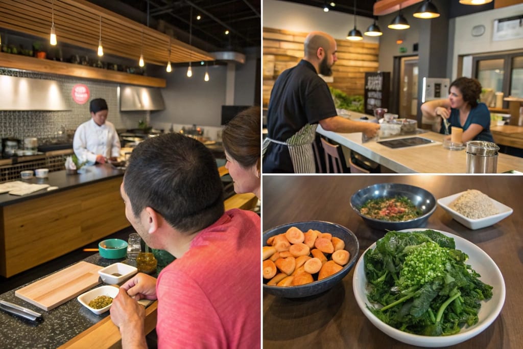 Three real-life scenarios showcasing how Japanese cuisine in Fayetteville integrates seamlessly into diverse dining, home cooking, and community education experiences.