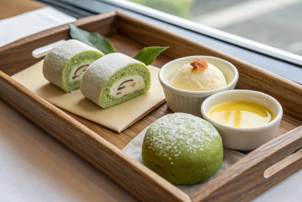 A welcoming introduction to Japanese desserts, showcasing mochi, matcha pastries, and purin.