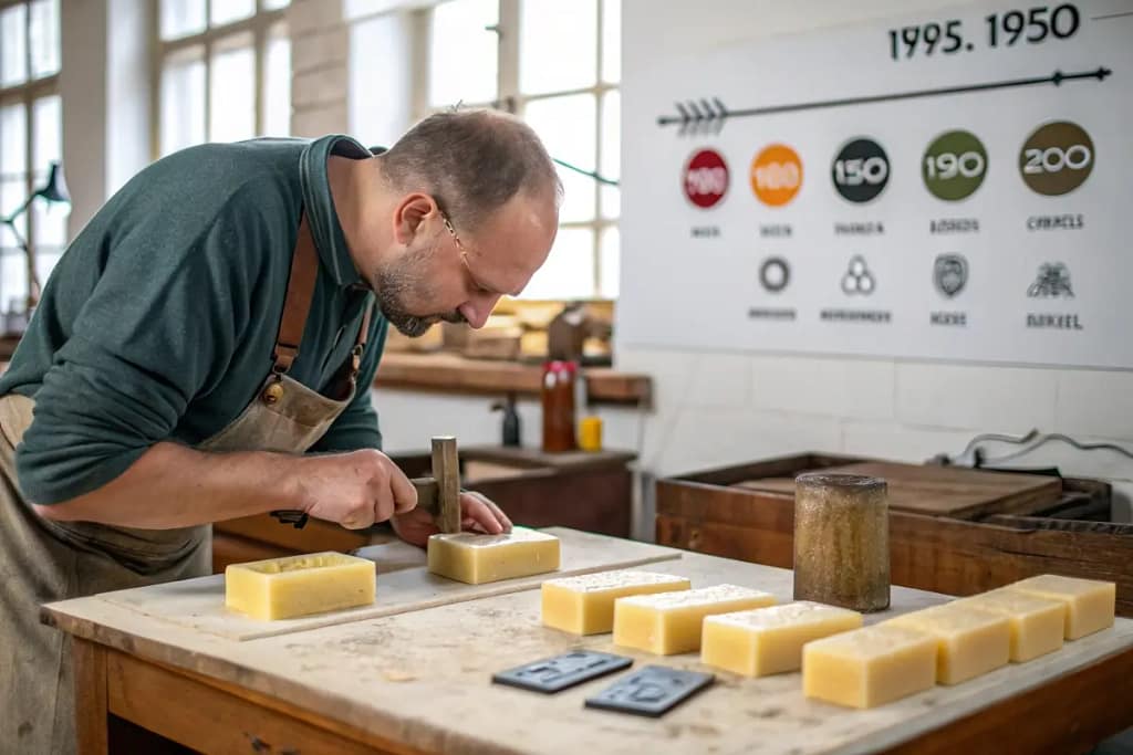  A visual journey capturing the evolution of Japanese fake food sanpuru, from crude wax prototypes to advanced resin-based artistry.