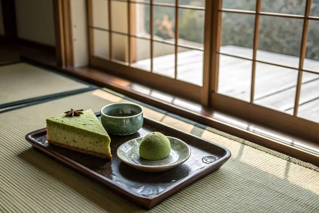 A concluding image that captures the calm sophistication of Japanese dessert traditions, from matcha cheesecakes to delicate mochi.