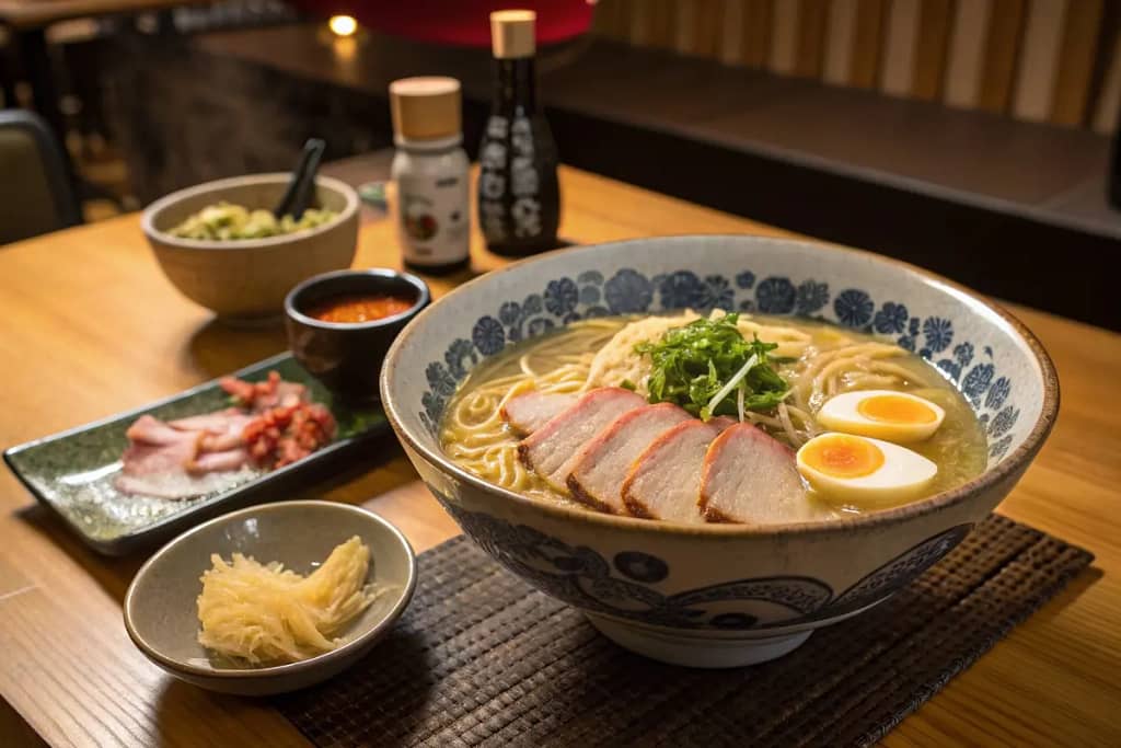  A generously sized ramen bowl brimming with noodles and toppings, exemplifying why a large ramen bowl is ideal for comfort and presentation.