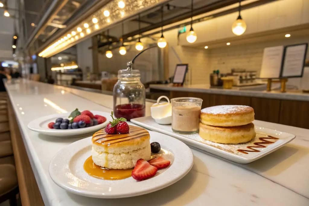  A trio of popular Japanese sweets—soufflé pancakes, purin, and a chilled cheesecake—highlighting the country’s contemporary dessert scene.