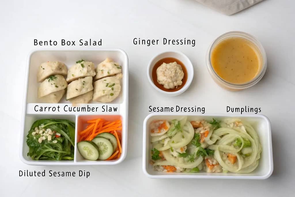 Four practical applications for Japanese salad dressings, including salad bowls, marinades, quick pickles, and dipping sauces for dumplings.