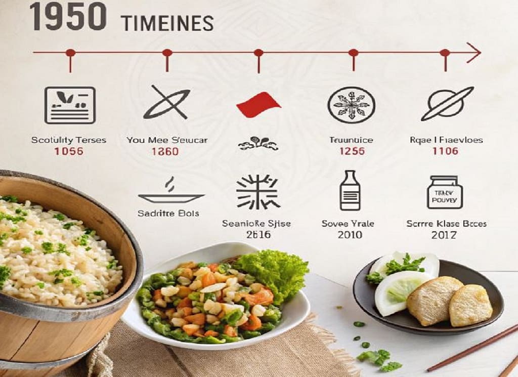 A timeline showing how fried rice traveled from China to Japan, evolving into a uniquely Japanese chicken fried rice dish